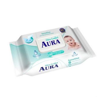 Салфетки  влажные  AURA Ultra comfort с крышкой 100шт 10970