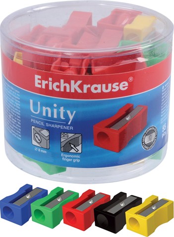 Точилка пластиковая Erich Krause UNITY NEON, на одно отверстие (55) 38013