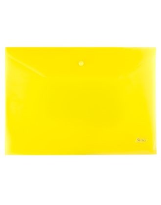 Папка-конверт пластиковая 0.18 мм, на кнопке фА4, желтая, Хатбер AKk4_00005
