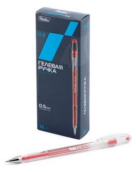 Ручка гелевая Hatber U-2 Красная 0,5мм с колпачком и клипом в картонной коробке 5CG_00013