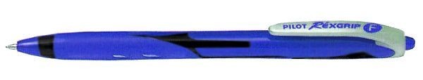 Ручка шариковая автоматическая PILOT "RexGrip" синяя, корпус прозрачный с фигурным резиновым грипом, чернила на масляной основе BPRG-10R-Fсин