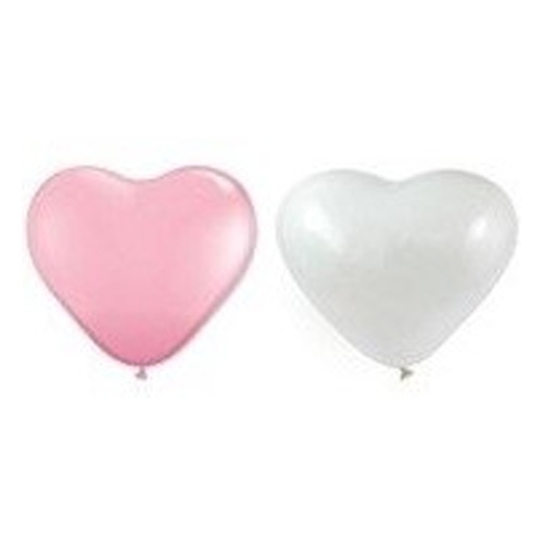 Воздушных шары сердечки "Нежность", розовые, белые, 50шт., Action API0076/М