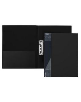Папка пластиковая 0.7мм., с внутренним боковым зажимом, с карманом, черная, STANDARD Хатбер АС4_00101