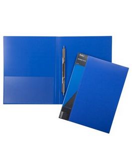 Папка пластиковая 0.7мм, с пружинным скоросшивателем, с внутренним карманом, непрозрачная синяя STANDARD, Хатбер АН4_00109