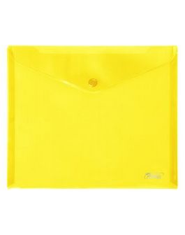 Папка-конверт пластиковая 0.18 мм, на кнопке фА5 (243*210мм), желтая, Хатбер AKk_15105