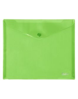 Папка-конверт пластиковая 0.18 мм, на кнопке фА5 (243*210мм), зеленая, Хатбер AKk_15104