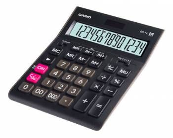 Калькулятор Casio 14-разр. настольный черный 155*209*35мм с двойной системой питания GR-14-W-EH