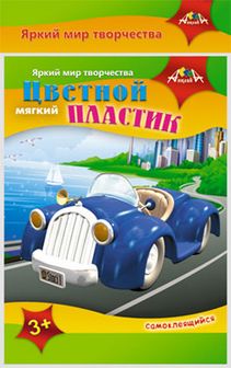 Набор для детского творчества: цветной мягкий пластик самокл., "Ретро-автомобиль" фА4, 4цв., Апплика С2540-01