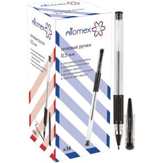 Ручка гелевая Attomex 0,5мм черная, с прозрачным корпус, резиновым грипом 5051307