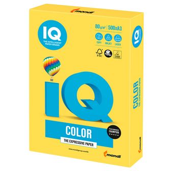 Бумага д/ксер. цветная "IQ COLOR" Intensive фА3, 80г/м2, 500л., желтая канарейка CY39