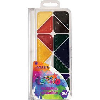 Краски акварельные медовые "de Vente", 14 цветов, без кисточки, в пластиковой коробке 8074603