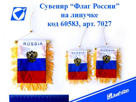 Сувенир Флаг 7027 "Россия" 12*8 см., с гербом на присоске, Josef Otten 60583