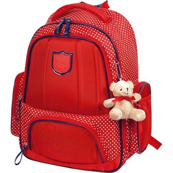 Рюкзак школьный "deVENTE. Imperial Club",38 x 30 x 11 см, 1 отделение на молнии с карманом для учебников, 2 передних и 2 боковых кармана, уплотненные лямки и спинка, красный в горох 7033749