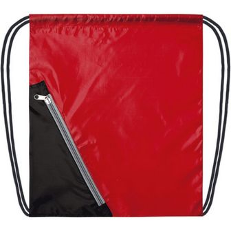 Мешок для сменной обуви "Attomex" 35х40 см, 1 отделение, внешний карман на молнии, водоотталкивающая ткань, на веревочной завязке, красная с черным 7040732