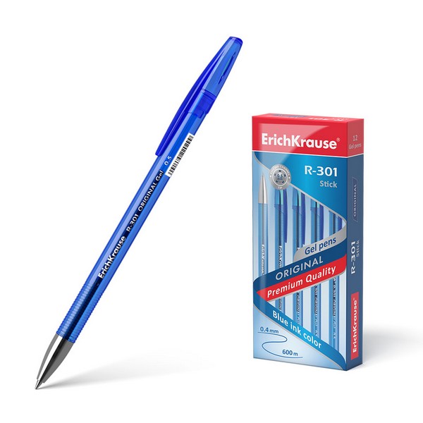Ручка гел. ErichKrause ORIGINAL Gel "R-301" Stick 0.5, синяя (12/144/1728) 40318