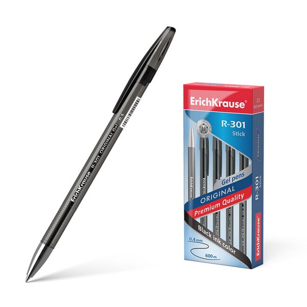 Ручка гелевая ErichKrause ORIGINAL Gel "R-301" Stick 0.5, черная (12/144/1728) 42721