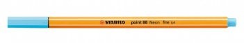 Ручка капиллярная Stabilo point-88 неонова голубая 0,4мм - популярная ручка для офиса (10) 88/031