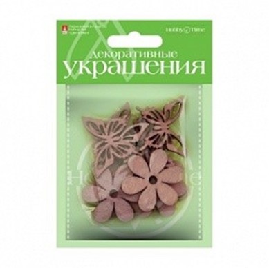 ДЕКОР ИЗ ДЕРЕВА. КРАШЕНЫЙ, НАБОР № 1 "ЦВЕТОЧКИ", 3 ВИДА 2-363/01