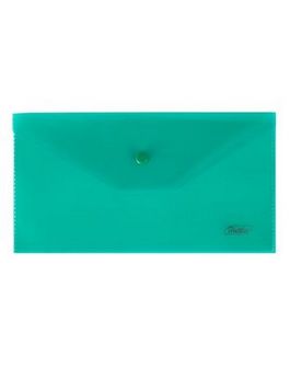 Папка-конверт пластиковая 0.18 мм, на кнопке С6ф (224х119 мм), зеленая, Хатбер AKk6_00004
