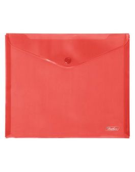 Папка-конверт пластиковая 0.18 мм, на кнопке фА5 (243*210мм), красная, Хатбер AKk_15103