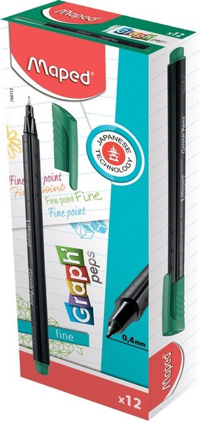 Ручка капил. 0,4 мм"GRAPH PEP'S", зеленый,  эргономичная зона обхвата 749113