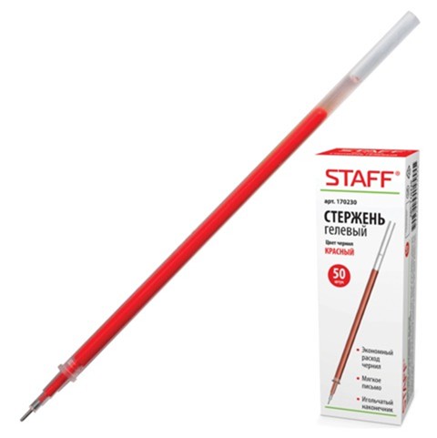 Стержень д/гел.ручки игольчатый STAFF, красный, 0,5мм 170230