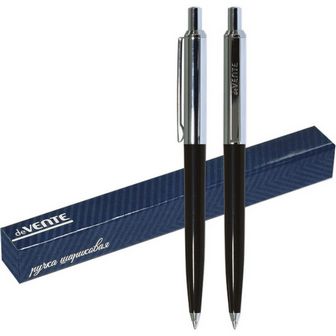 Ручка шар."deVENTE" синяя, 1 мм, черным корпусом и хромированными элементами, сменный стержень, в подарочной коробке 5070605