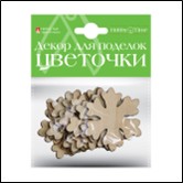 ДЕКОР ИЗ ДЕРЕВА, натуральный,  набор №8 "ЦВЕТОЧКИ", 5 видов 2-363/08