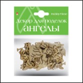 ДЕКОР ИЗ ДЕРЕВА, натуральный, набор №16 "НОВЫЙ ГОД. АНГЕЛЫ", 4 вида 2-363/16