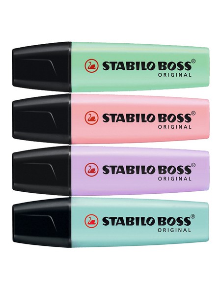 Набор текстовыделителей Stabilo Boss ORIGINAL PASTEL 4 цвета (бирюза, мятный, розовый, лавандовый) 70/4-2