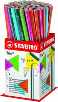 Карандаш Stabilo TRIO 369 HB, корпус ассорти в дисплее 369/72-1HB