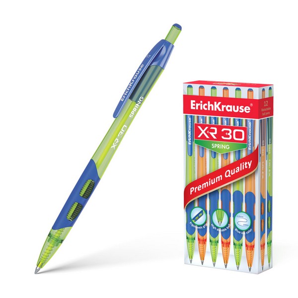 Ручка шар. авт. ErichKrause XR-30 Matic&Grip Spring, с резиновым грипом, 0.7 мм, синяя (12/144) 43622