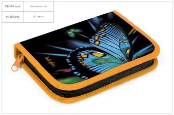 Пенал одностворчатый большой "Butterfly", 190*130мм,  с откидной планкой,  Хатбер NPn_28021