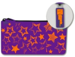 Пенал - косметичка 20*10см "ЗВЁЗДЫ" фиолетовый, из силикона, шелкография, без наполнения, Феникс + 46139