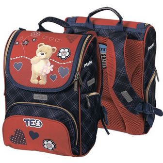 Ранец "deVENTE. Mini. Мишка Ted" школьный жесткий 35x26x20 см, вес 730 г, 1 отделение на замке с карманом для учебников, 1 передний карман, 2 боковых кармана, уплотненные лямки и ортопедическая воздухопроницаемая спинка, светоотражающие вставки 7030800