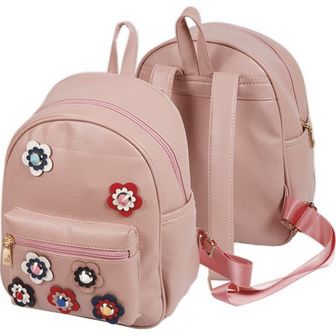 Рюкзак подростковый "deVENTE" 29x24x16 см, матовая искусственная кожа, 1 отделение, 1 передний карман, 2 боковых кармана, аппликация в форме цветов, розовый 7032862