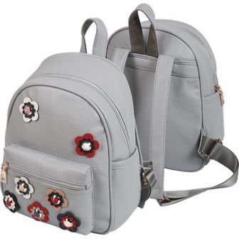 Рюкзак подростковый "deVENTE" 29x24x16 см, матовая искусственная кожа, 1 отделение, 1 передний карман, 2 боковых кармана, аппликация в форме цветов, серый 7032863