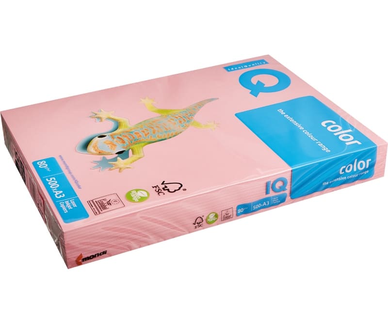 Бумага д/ксер. цветная "IQ COLOR" pale  фА3, 80г/м2, 500л, розовый  PI25