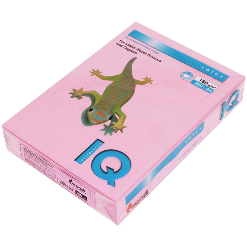 Бумага д/ксер. цветная "IQ COLOR" pale фА4, 160г/м2, 250л., розовый PI25