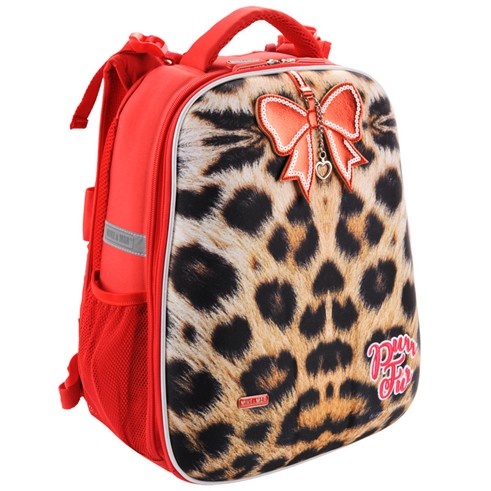 Рюкзак школьный с уплотненной спинкой, "Леопард" беж./красн., Mike&mar 1008-135