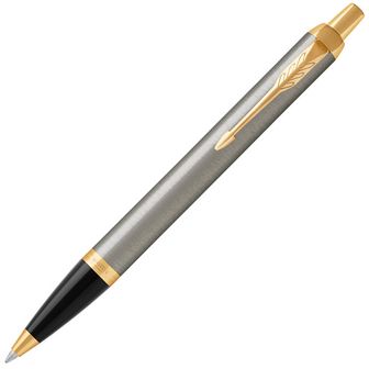 Ручка шар. PARKER "IM Brushed Metal GT" цвет корпуса серебристый, позолоч.детали , M, синие чернила PARKER-1931670