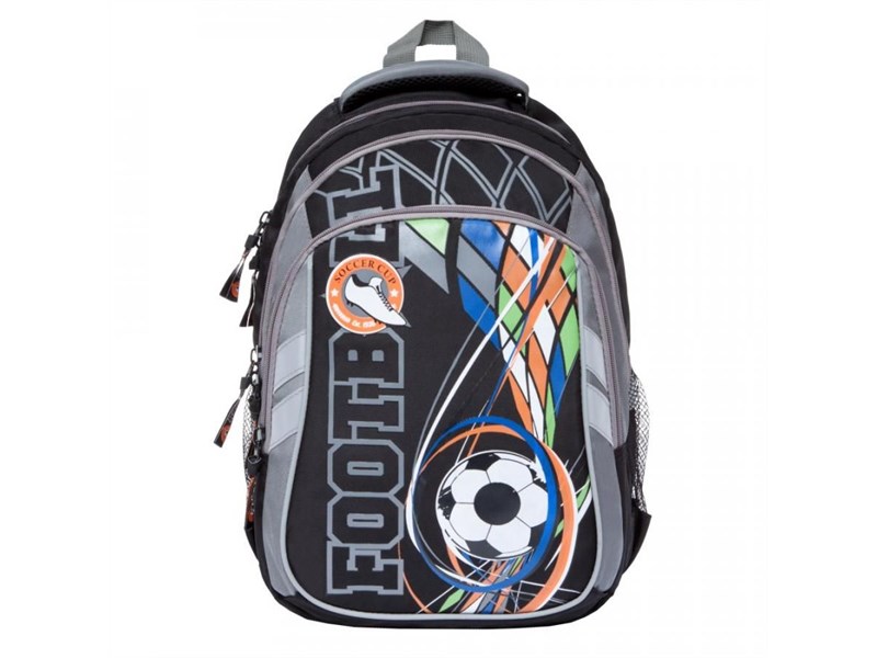 Рюкзак школьный ORANGE BEAR "Footboll" 34х37х18см, цвет черный-серый, нейлон V-57
