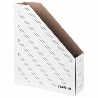 Лоток для бумаг вертикальный, микрогофрокартон,75мм до 700 листов, белый STAFF 128881