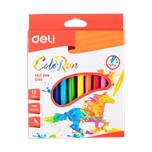 Фломастеры 12цв. Deli ColoRun, коробка с европодвесом EC10000