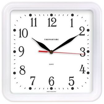 Часы настенные TROYKA 81810835 квадрат, белые, белая рамка, 26х26х3,5см
