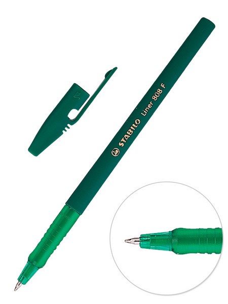 Ручка шар. STABILO LINER 808F зеленая, тонкая линия (10/2000) 808/36