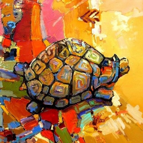 Набор для детского творчества: Раскраска по номерам "Черепаха удачи", размер: 30*30 см CD011