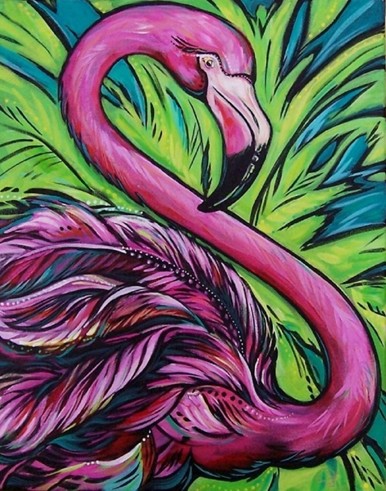 Картина по номерам со стразами "Розовый фламинго", размер: 40*50 CKC007