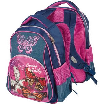 Рюкзак школьный "deVENTE. Basic. Dancing Butterfly" 38x28x12 см, вес 450 г, 1 отделение на молнии на молнии с карманом для учебников, 1 передний и 2 боковых кармана, эргономичная вентилируемая спинка и уплотненные лямки, дно из фактурной резины, светоотражающие вставки 7033901