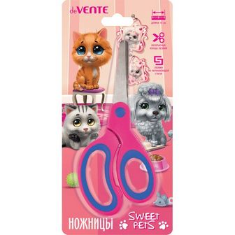 Ножницы 130мм детские deVENTE "Sweet Pets" с закругленными кончиками лезвий, прорезиненными ручками, в картонном блистере 8010903